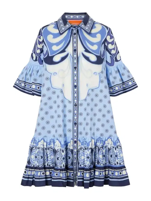 La DoubleJ Choux Tiered Printed Cotton-poplin Shirt Dress