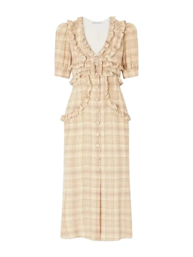 Alessandra Rich Ruffled Checked Silk Midi Dress