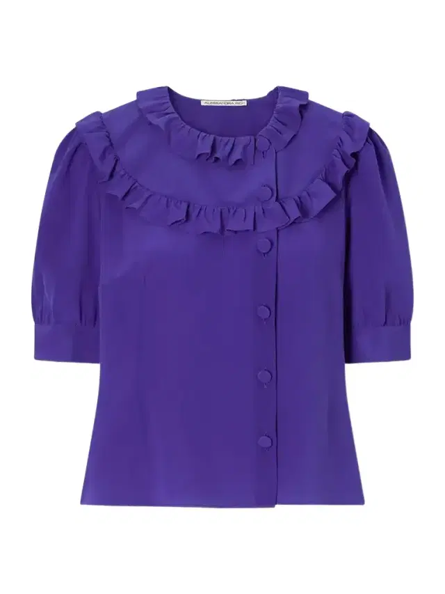 Alessandra Rich Ruffle-collar Silk Organza Shirt