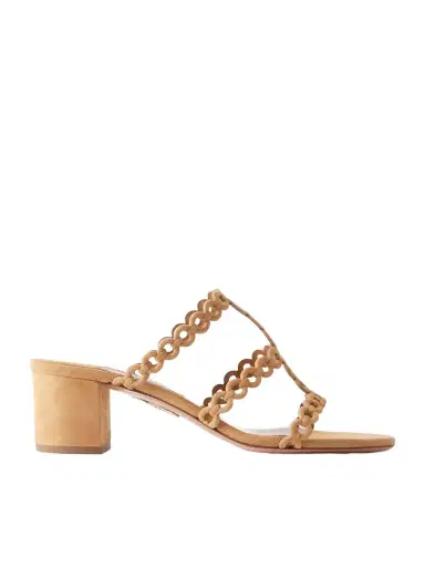 Aquazzura Infinity Chain 50 Perforated Suede Mules | Thumbnail 1 Aquazzura Infinity Chain 50 Perforated Suede Mules | Thumbnail 1