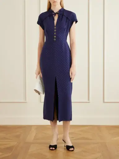 Alessandra Rich Silk Jacquard Midi Dress | Thumbnail 2
