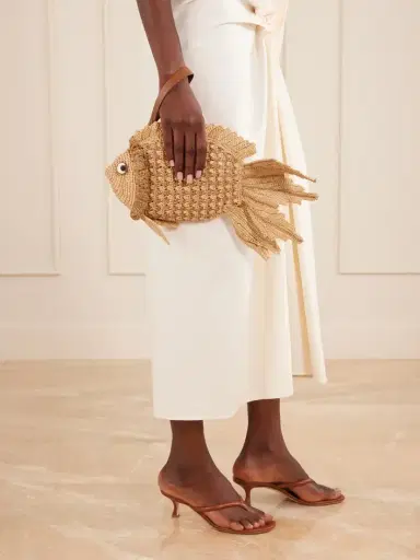 Anya Hindmarch Fish Raffia And Leather-trimmed Clutch | Thumbnail 2