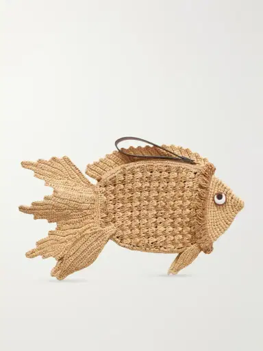 Anya Hindmarch Fish Raffia And Leather-trimmed Clutch | Thumbnail 4