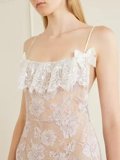 Alessandra Rich Bow-detail Lace And Sequins-embroidered Gown | Thumbnail 4