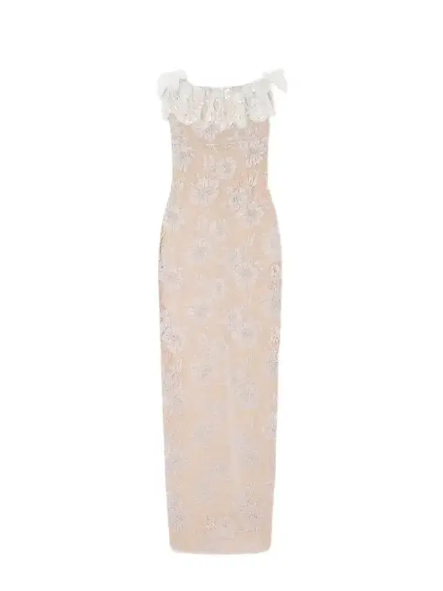 Bow-detail Lace And Sequins-embroidered Gown