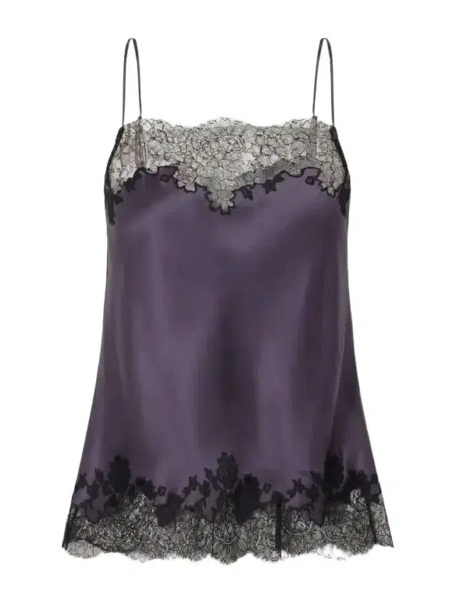 Carine Gilson Lace-trimmed Silk-satin Camisole