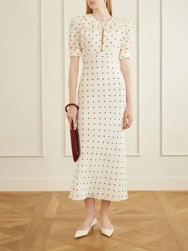 Alessandra Rich Ruffled Polka-dot Silk Midi Dress | Thumbnail 2