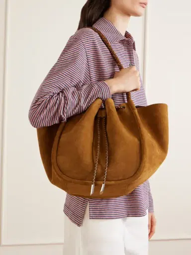 Proenza Schouler Large Ruched Leather-trimmed Suede Tote | Thumbnail 2 Proenza Schouler Large Ruched Leather-trimmed Suede Tote | Thumbnail 2
