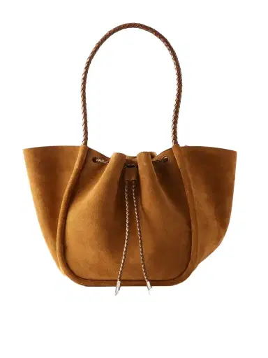 Proenza Schouler Large Ruched Leather-trimmed Suede Tote | Thumbnail 1 Proenza Schouler Large Ruched Leather-trimmed Suede Tote | Thumbnail 1