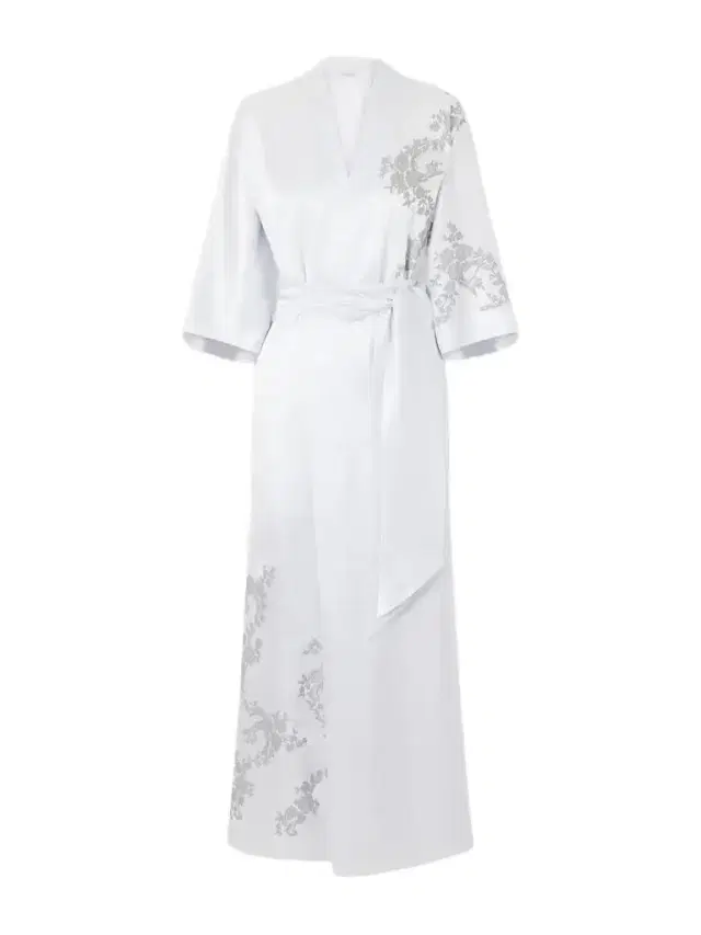 Carine Gilson Lace-appliqué Silk-satin Robe