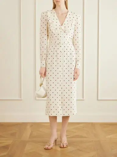 Alessandra Rich Belted Polka-dot Silk-crepe Midi Dress | Thumbnail 2
