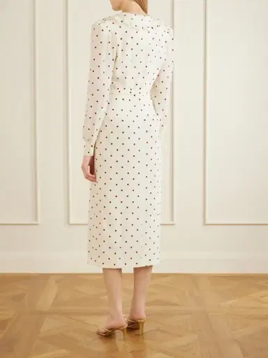 Alessandra Rich Belted Polka-dot Silk-crepe Midi Dress | Thumbnail 3