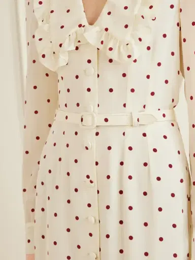 Alessandra Rich Belted Polka-dot Silk-crepe Midi Dress | Thumbnail 4
