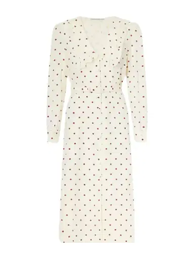 Alessandra Rich Belted Polka-dot Silk-crepe Midi Dress | Thumbnail 1