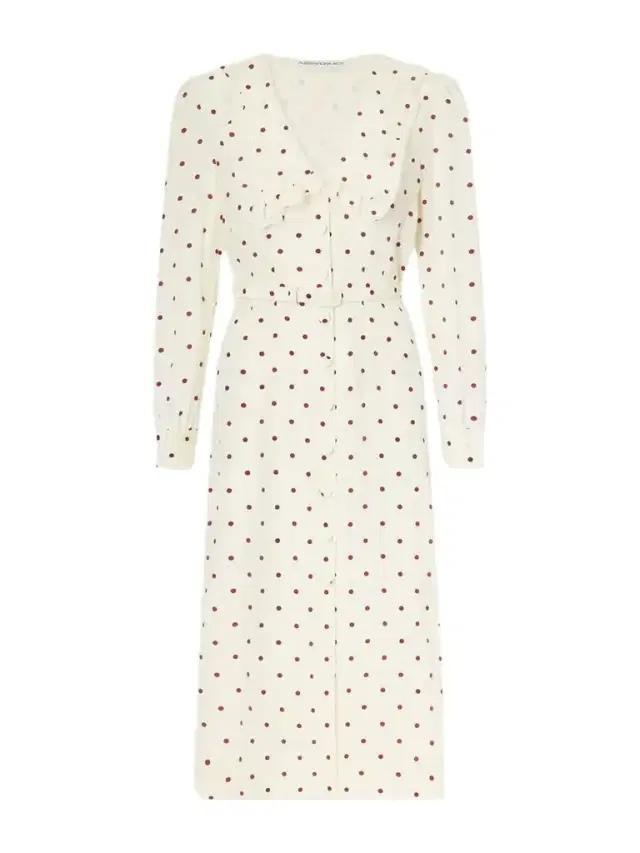 Alessandra Rich Belted Polka-dot Silk-crepe Midi Dress