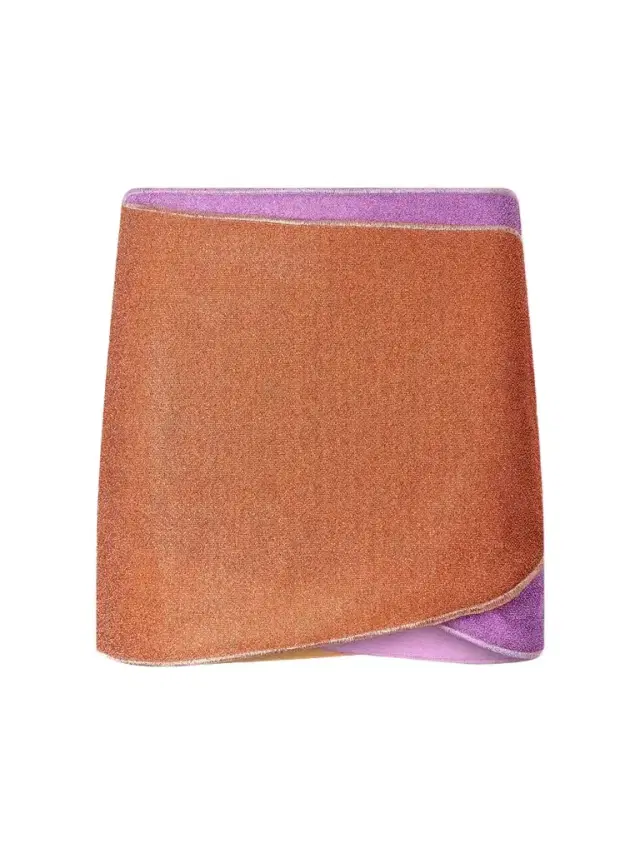 Oséree Lumière Double Metallic Lurex Mini Skirt