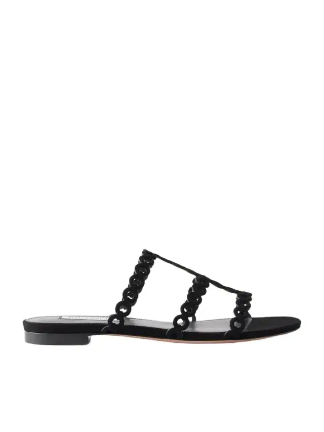 Aquazzura Infinity Chain Perforated Suede Flats