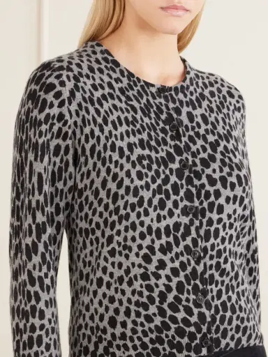 Nili Lotan Keelah Leopard-jacquard Cashmere Cardigan | Thumbnail 5