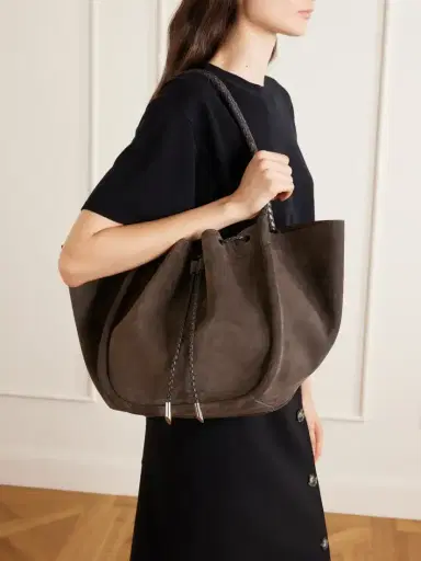 Proenza Schouler Large Ruched Leather-trimmed Suede Tote | Thumbnail 3 Proenza Schouler Large Ruched Leather-trimmed Suede Tote | Thumbnail 3