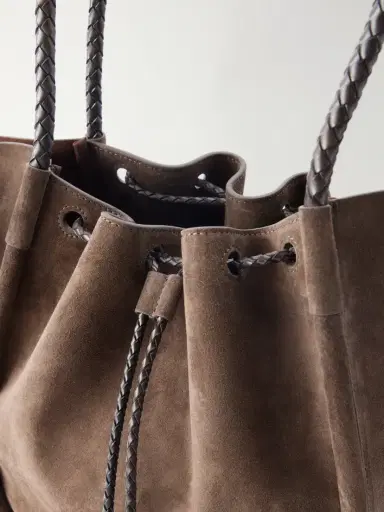 Proenza Schouler Large Ruched Leather-trimmed Suede Tote | Thumbnail 5 Proenza Schouler Large Ruched Leather-trimmed Suede Tote | Thumbnail 5