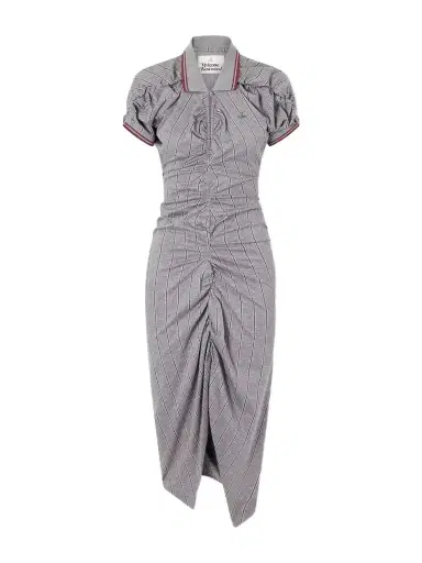Vivienne Westwood Logo-embroidered Striped Gathered Cotton Jersey Midi Dress | Thumbnail 1 Vivienne Westwood Logo-embroidered Striped Gathered Cotton Jersey Midi Dress | Thumbnail 1