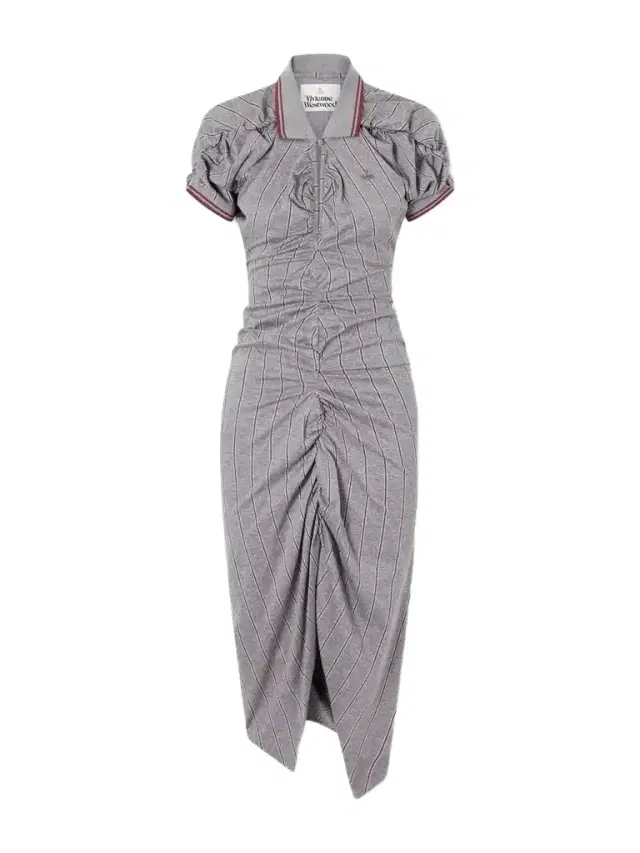 Vivienne Westwood Logo-embroidered Striped Gathered Cotton Jersey Midi Dress