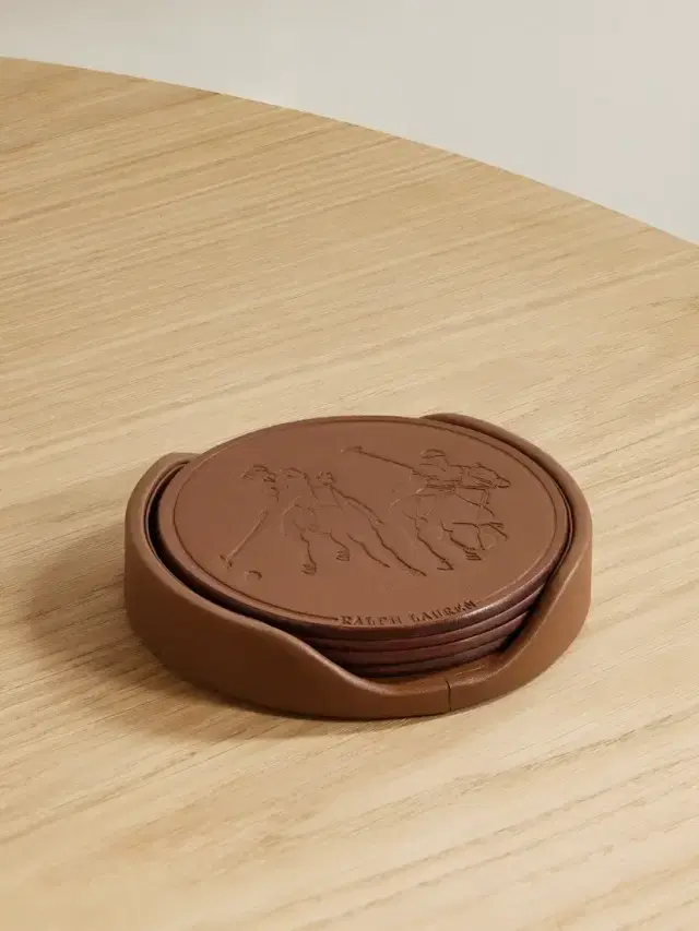 Ralph Lauren Home Garrett Set Of Four Debossed Leather Coasters