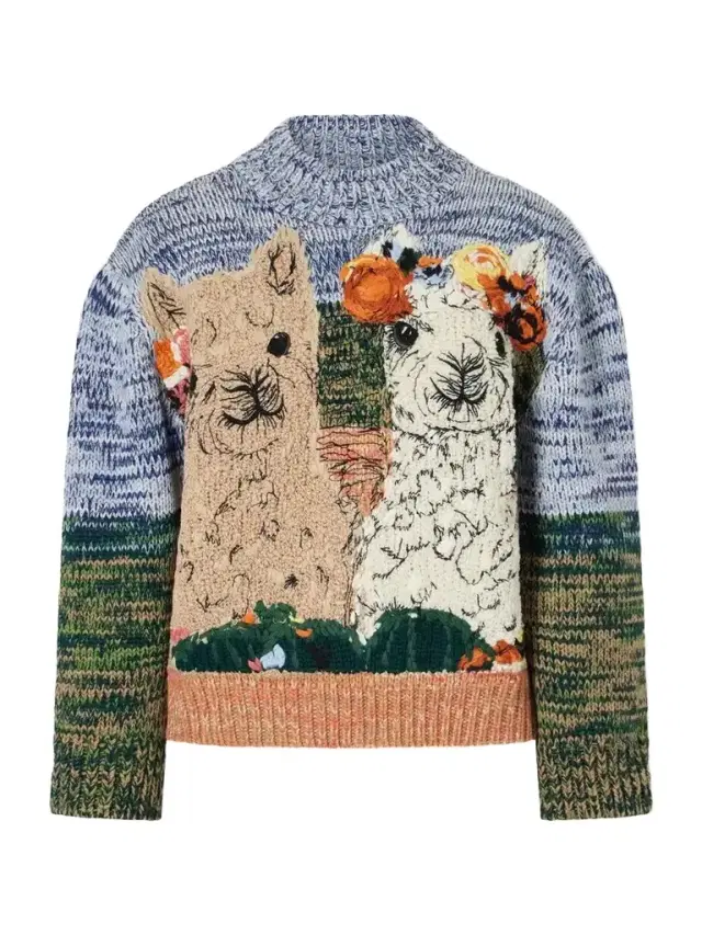 Stella McCartney Mélange Knitted Embroidered Wool Sweater