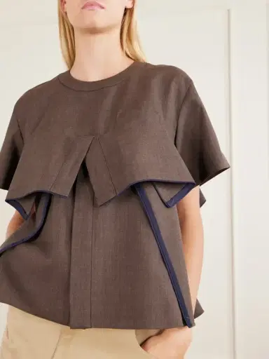Sacai Ruffled Wool Blouse | Thumbnail 4 Sacai Ruffled Wool Blouse | Thumbnail 4
