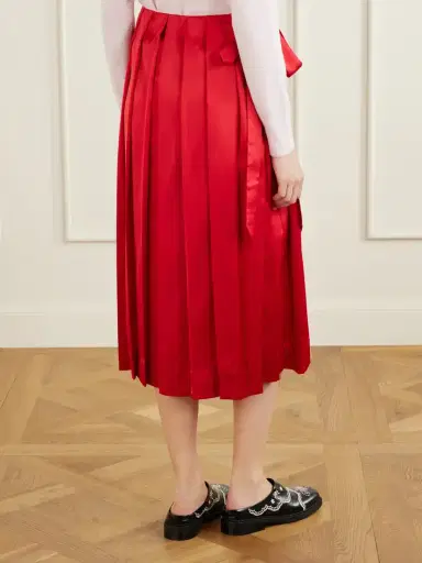 Simone Rocha Pleated Sheer Satin Midi Skirt | Thumbnail 4 Simone Rocha Pleated Sheer Satin Midi Skirt | Thumbnail 4