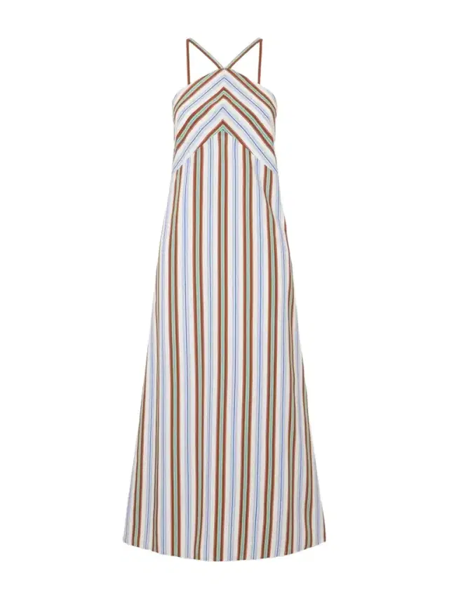 Rosie Assoulin Call Me Maybe Striped Poplin Maxi Dress