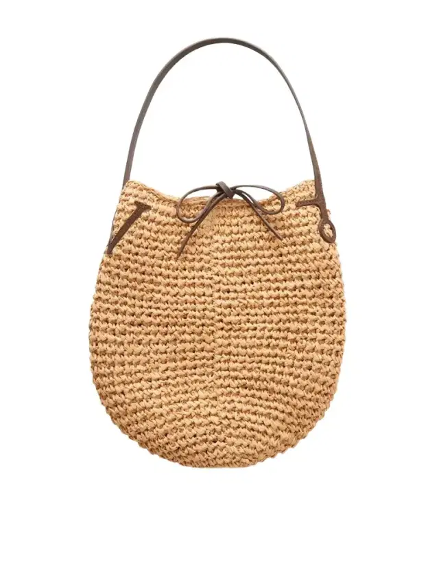 JW Anderson Bulb Leather-trimmed Raffia Shoulder Bag