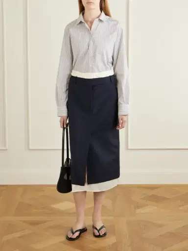 RÓHE Ruched Wool And Mohair-blend Midi Skirt | Thumbnail 2