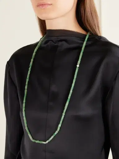Le Sundial Inès Sterling Silver, Aventurine And Pearl Beaded Necklace | Thumbnail 2