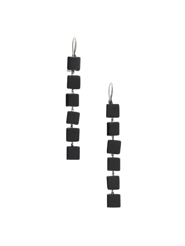 Le Sundial Tina Sterling Silver Onyx Earrings