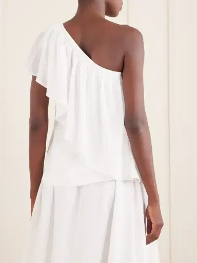 Rosie Assoulin Wedge Ruffled One-shoulder Cotton-voile Blouse | Thumbnail 4