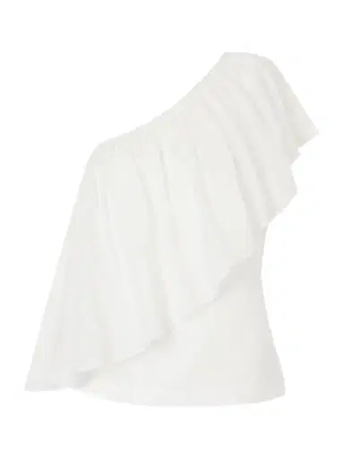Rosie Assoulin Wedge Ruffled One-shoulder Cotton-voile Blouse | Thumbnail 1