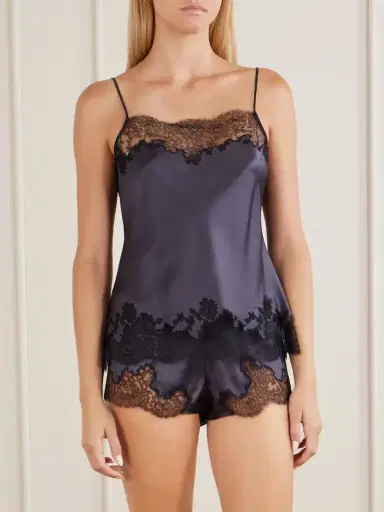 Carine Gilson Lace-trimmed Silk-satin Shorts | Thumbnail 3
