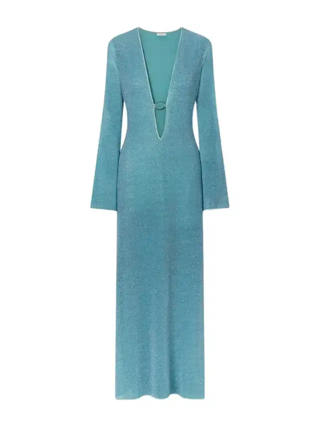 Oséree Lumière Metallic Stretch-knit Kaftan