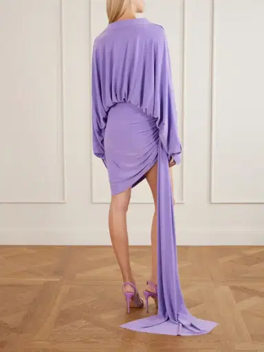 Norma Kamali Gathered Stretch-jersey Mini Dress | Thumbnail 3 Norma Kamali Gathered Stretch-jersey Mini Dress | Thumbnail 3