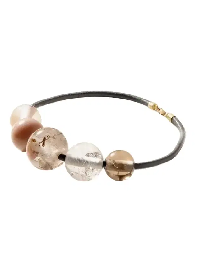 Marisa Klass 18-karat Gold, Leather, Quartz, And Sunstone Necklace