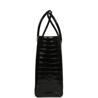 Chanel Chanel Large Cerf Shopping Bag Black Croc Embossed Calfskin Gold Hardware | Thumbnail 3