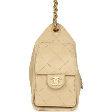 Chanel Chanel Mini 25 Hobo Bag Light Beige Caviar Antique Gold Hardware | Thumbnail 3