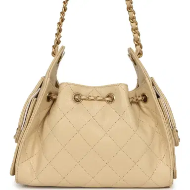 Chanel Chanel Mini 25 Hobo Bag Light Beige Caviar Antique Gold Hardware | Thumbnail 4