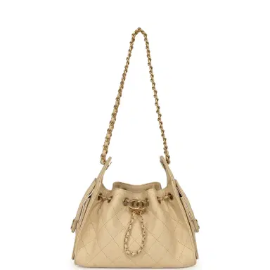 Chanel Chanel Mini 25 Hobo Bag Light Beige Caviar Antique Gold Hardware | Thumbnail 7
