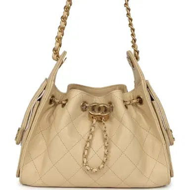 Chanel Chanel Mini 25 Hobo Bag Light Beige Caviar Antique Gold Hardware | Thumbnail 1