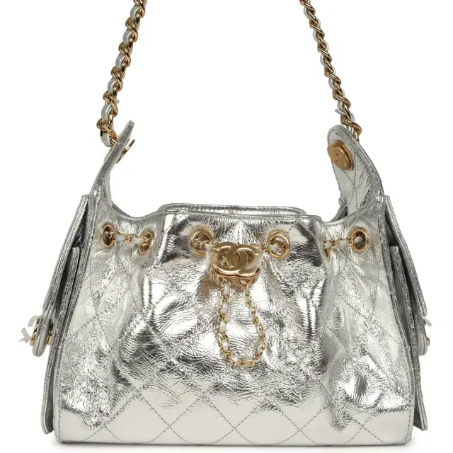 Chanel Chanel Mini 25 Hobo Bag Metallic Silver Caviar Gold Hardware