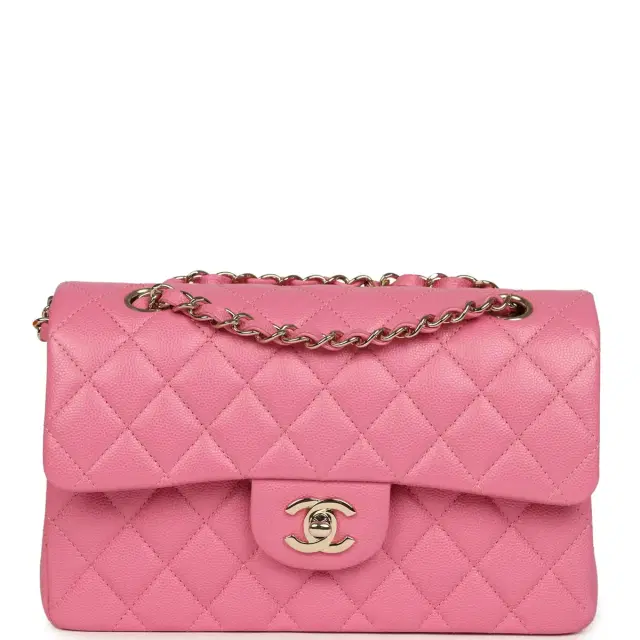 Chanel Chanel Small Classic Double Flap Bag Pink Caviar Light Gold Hardware