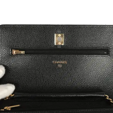 Chanel Chanel Wallet On Chain WOC Black Caviar Gold Hardware | Thumbnail 8