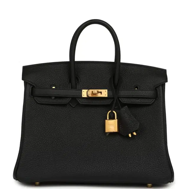 HERMÈS Hermes Birkin 25 Black Togo Brushed Gold Hardware
